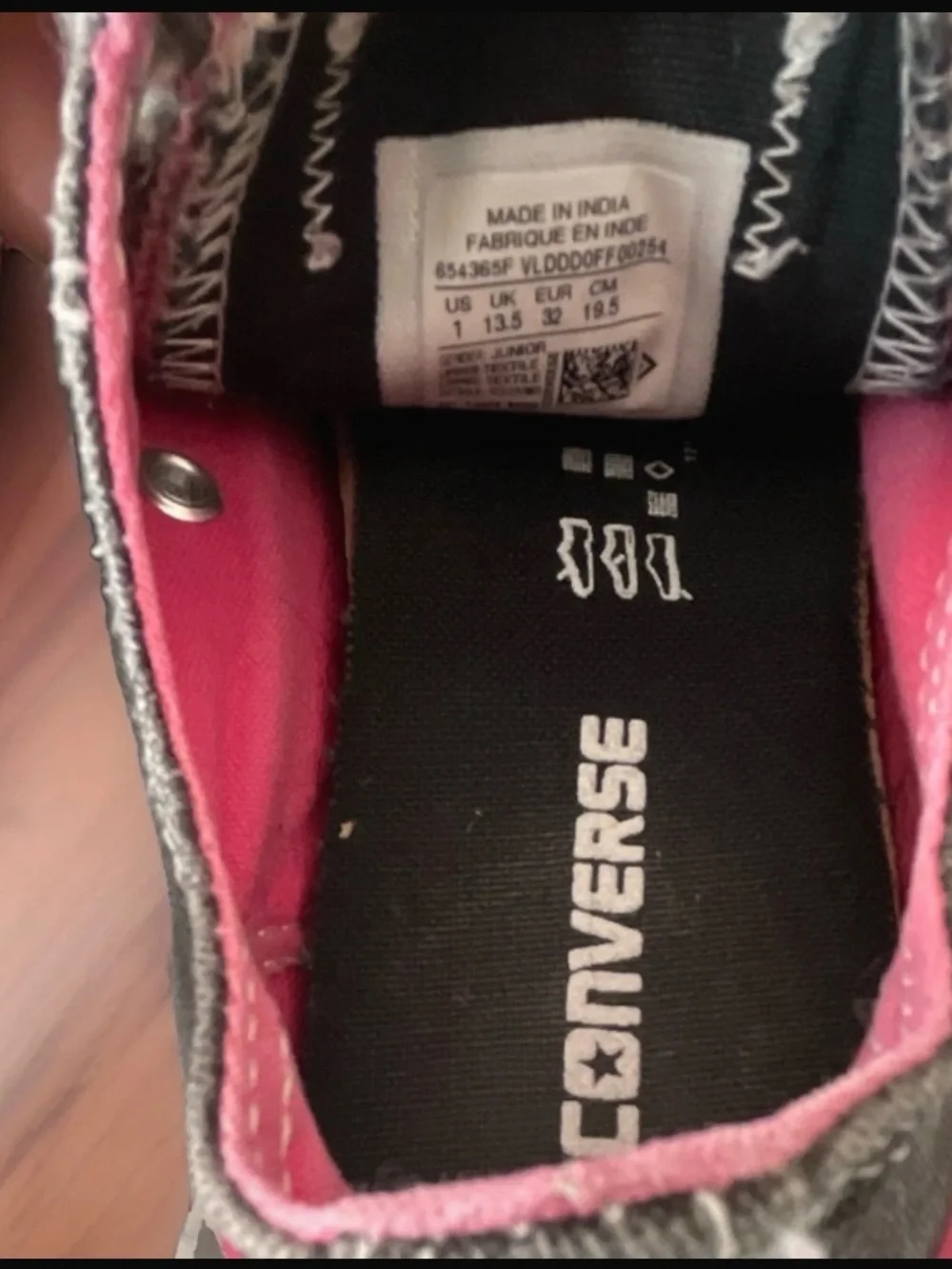Converse All Star Double Tongue Shoes Black Pink kids 1 Low Top Sneakers Rare